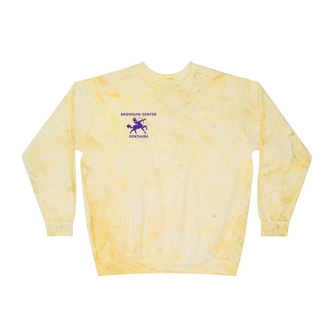 Brooklyn Center Centaurs Color Blast Crewneck Sweatshirt for a Vibrant Vibe, Unisex Tie-Dye Fashion