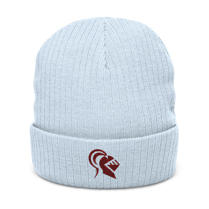 Embroidered Ribbed Knit Beanie - Stylish Winter Hat for Men and Women