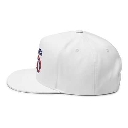 America 250 Embroidered Flat Bill Cap – Patriotic USA Anniversary Snapback