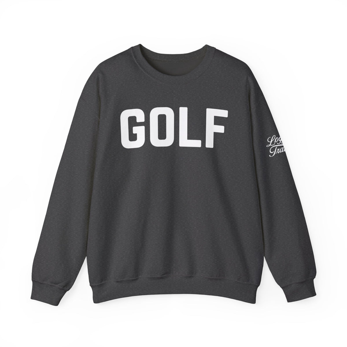 Embroidered Golf Crewneck Sweatshirt — Minimalist Bold Logo Pullover for Golfers