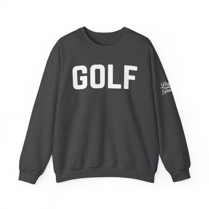 Embroidered Golf Crewneck Sweatshirt — Minimalist Bold Logo Pullover for Golfers