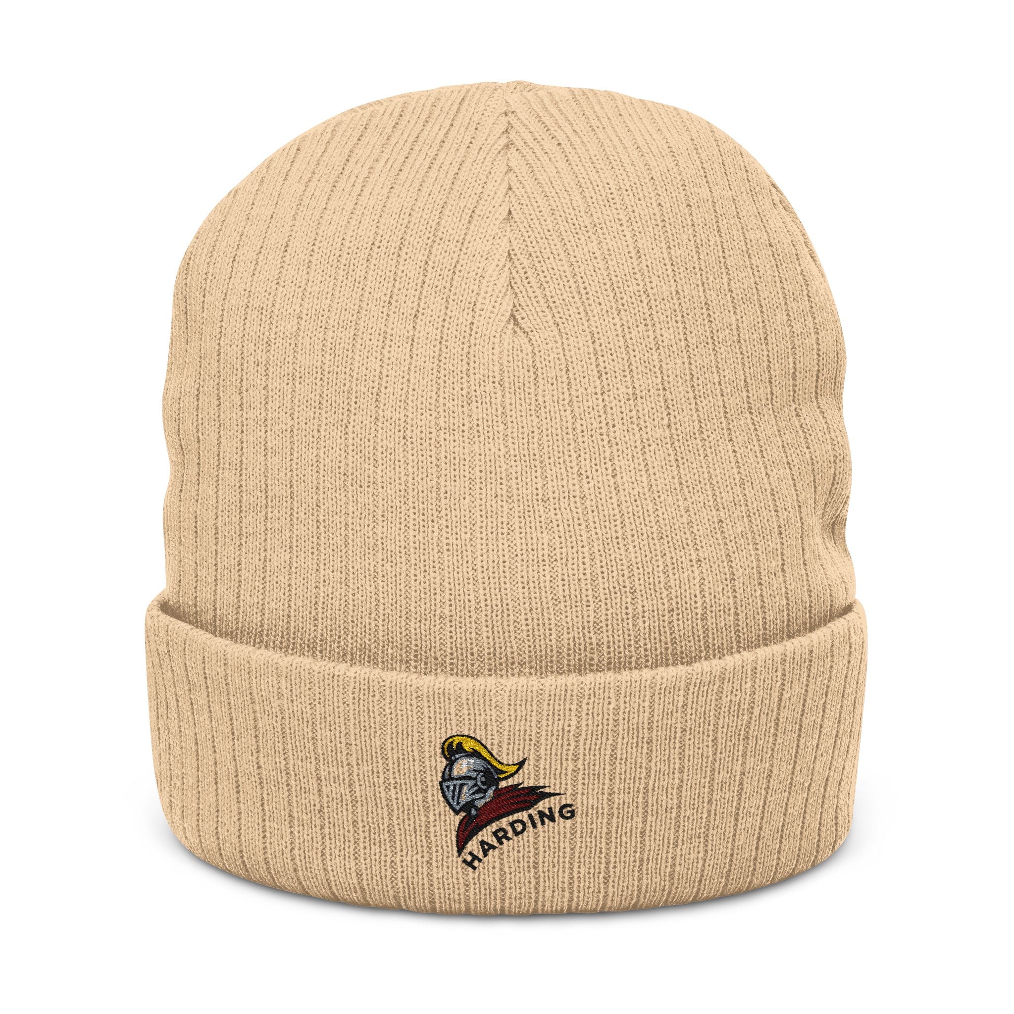 Embroidered Ribbed Knit Beanie - Cozy Winter Accessory for Harding Fans