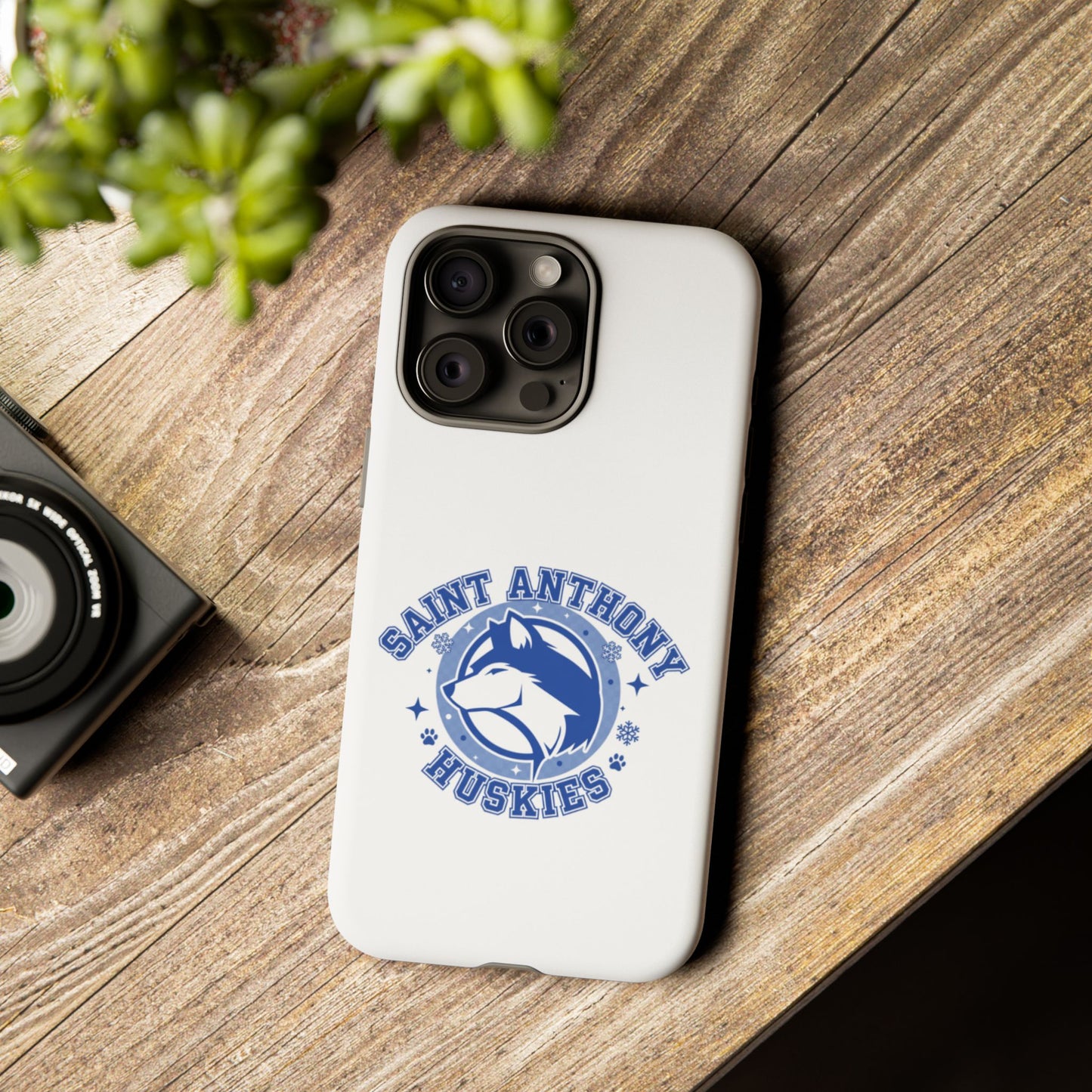Saint Anthony Huskies Tough Phone Case — Protective White Phone Cover with Husky Logo