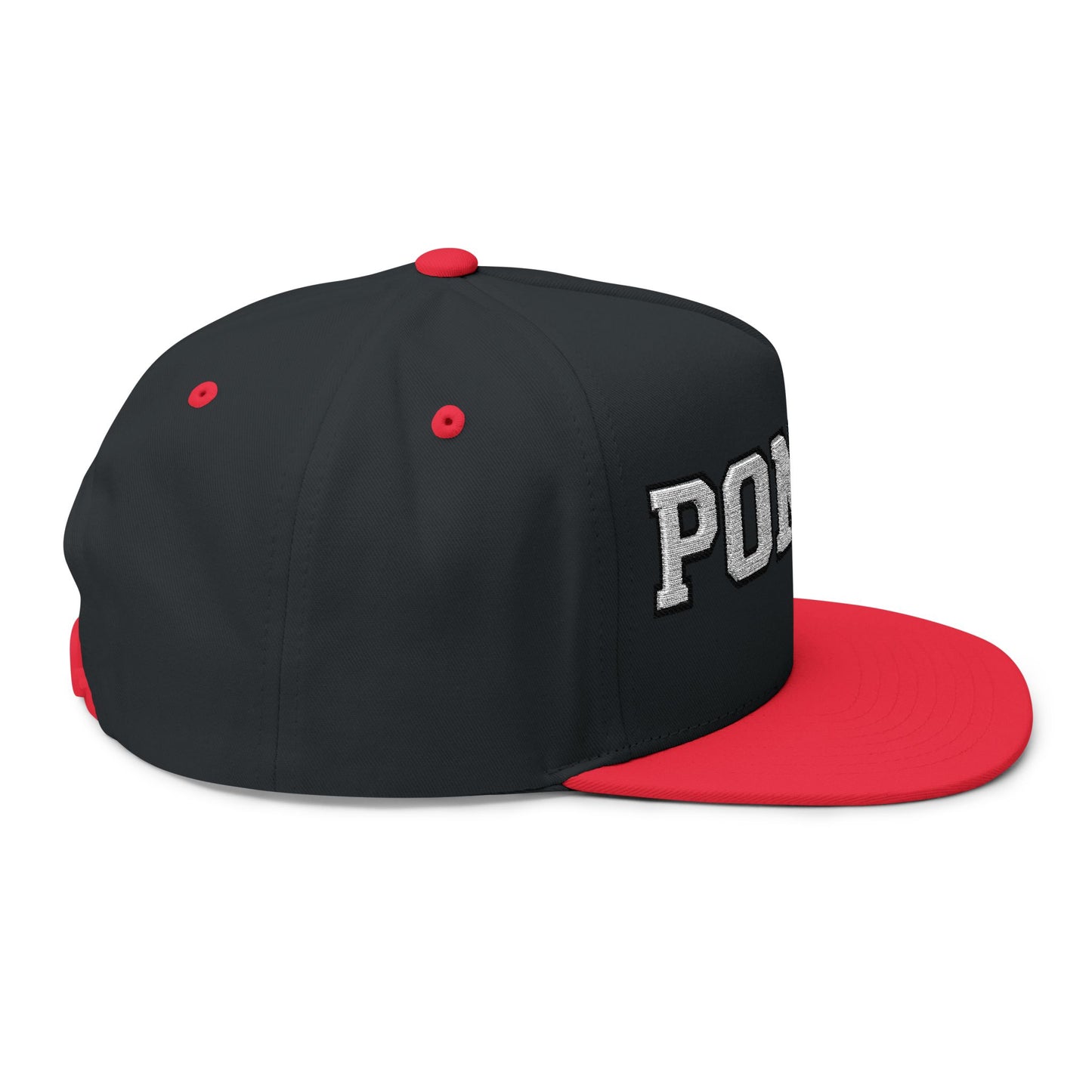 Stillwater Ponies Embroidered White Text Flat Bill Cap — School Spirit Snapback