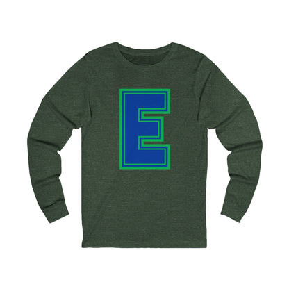 Eagan WildcatsnGreen and Blue Letter E Long Sleeve Tee