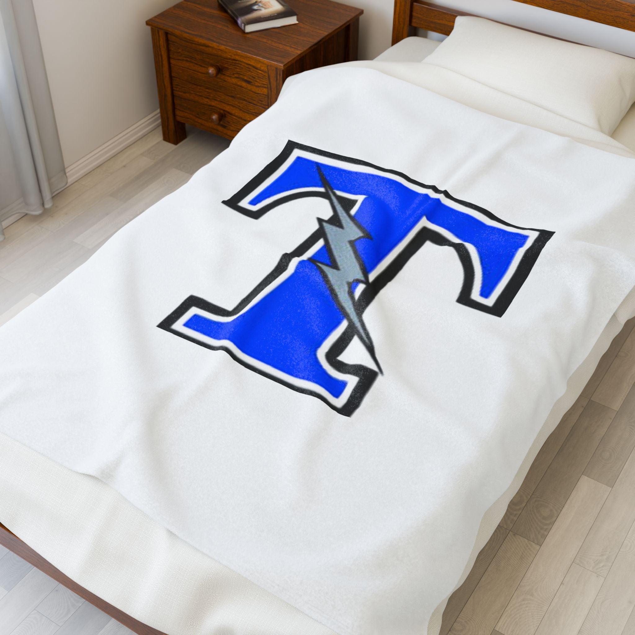 Cozy Velveteen Plush Blanket with Bold Letter Tartan Titans Design