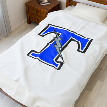 Cozy Velveteen Plush Blanket with Bold Letter Tartan Titans Design