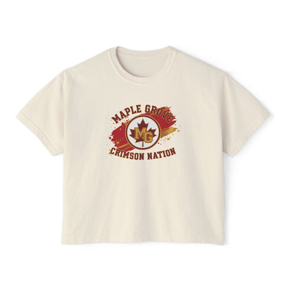 Maple Grove Crimson Stylish Women's Boxy Tee  - Casual & Comfy
