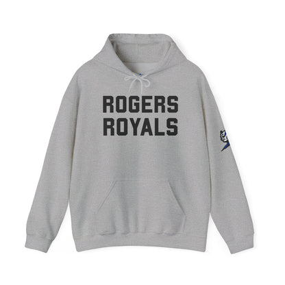 Rogers Royals Ironman Hoodie — School Spirit Pullover with Sleeve Mascot
