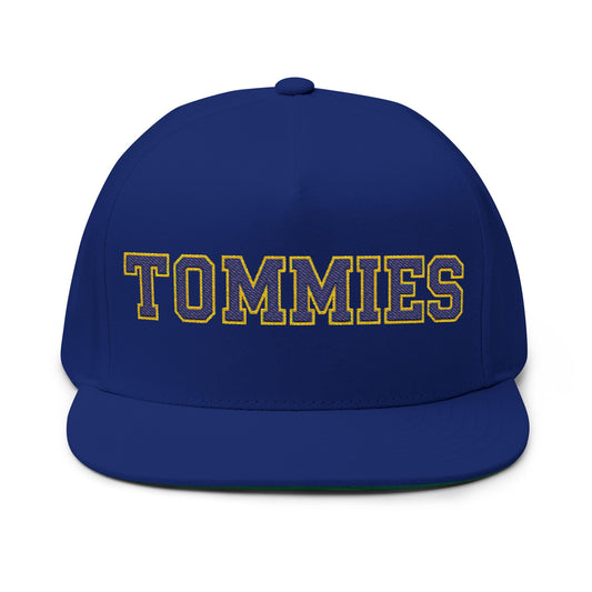 Minneapolis Edison Tommies Embroidered BlueText Flat Bill Cap — School Spirit Snapback