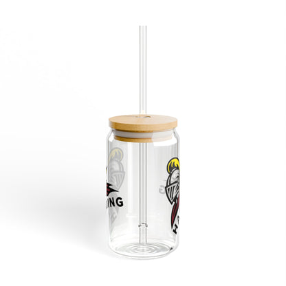 Harding Knights 16oz Sipper Glass with Straw - Stylish Drinkware for Fans