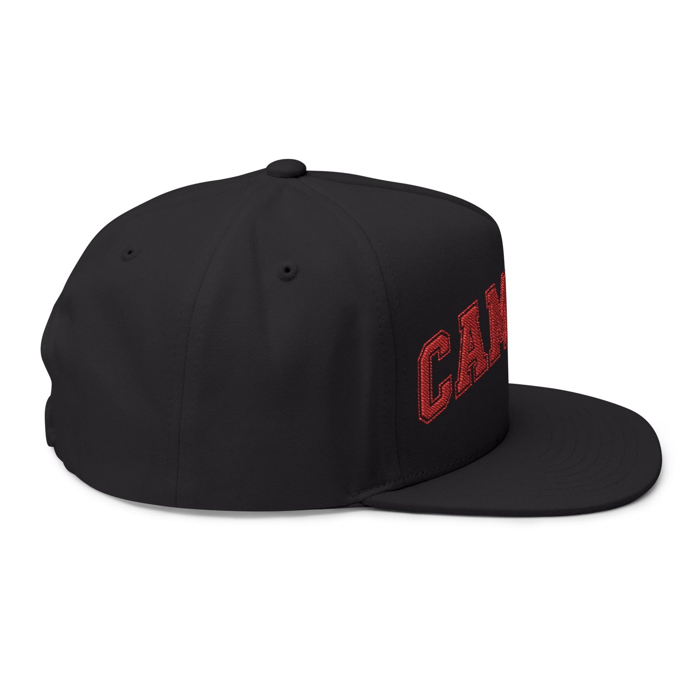 Minneapolis Camden Patriots Embroidered Red Text Flat Bill Cap — School Spirit Snapback