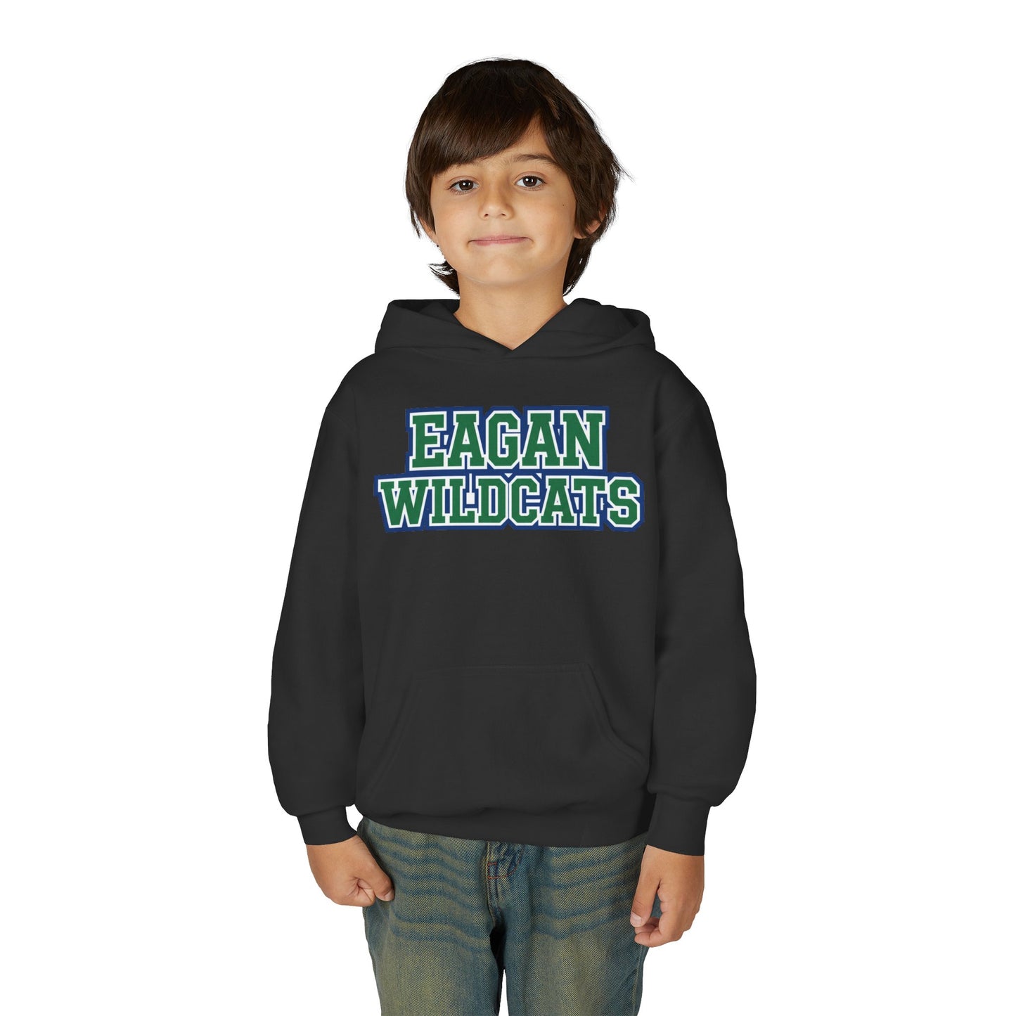 Eagan Wildcats Youth Heavy Bold Text Blend Hoodie - Cozy & Stylish Sweatshirt for Kids