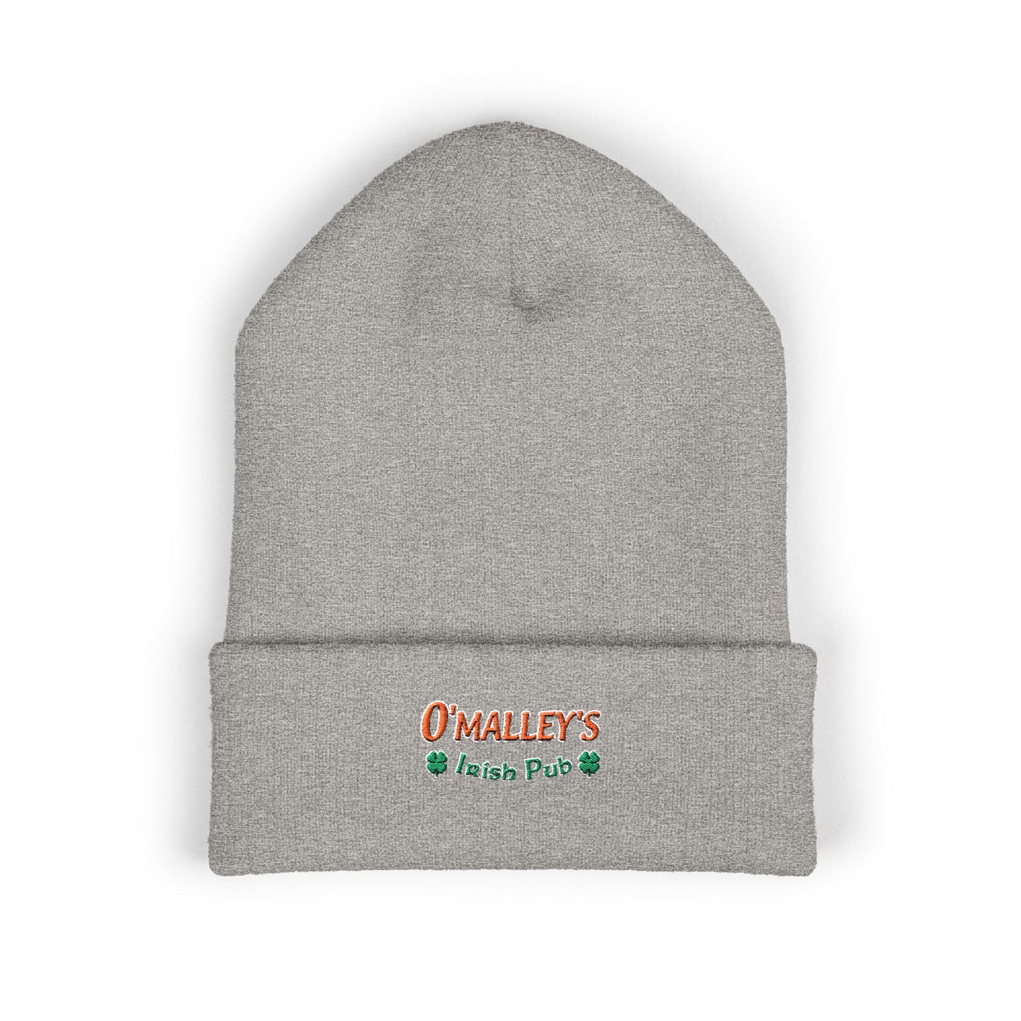 Embroidered 'O'Malley’s Irish Pub' Cuffed Beanie – St. Patrick’s Shamrock Winter Hat