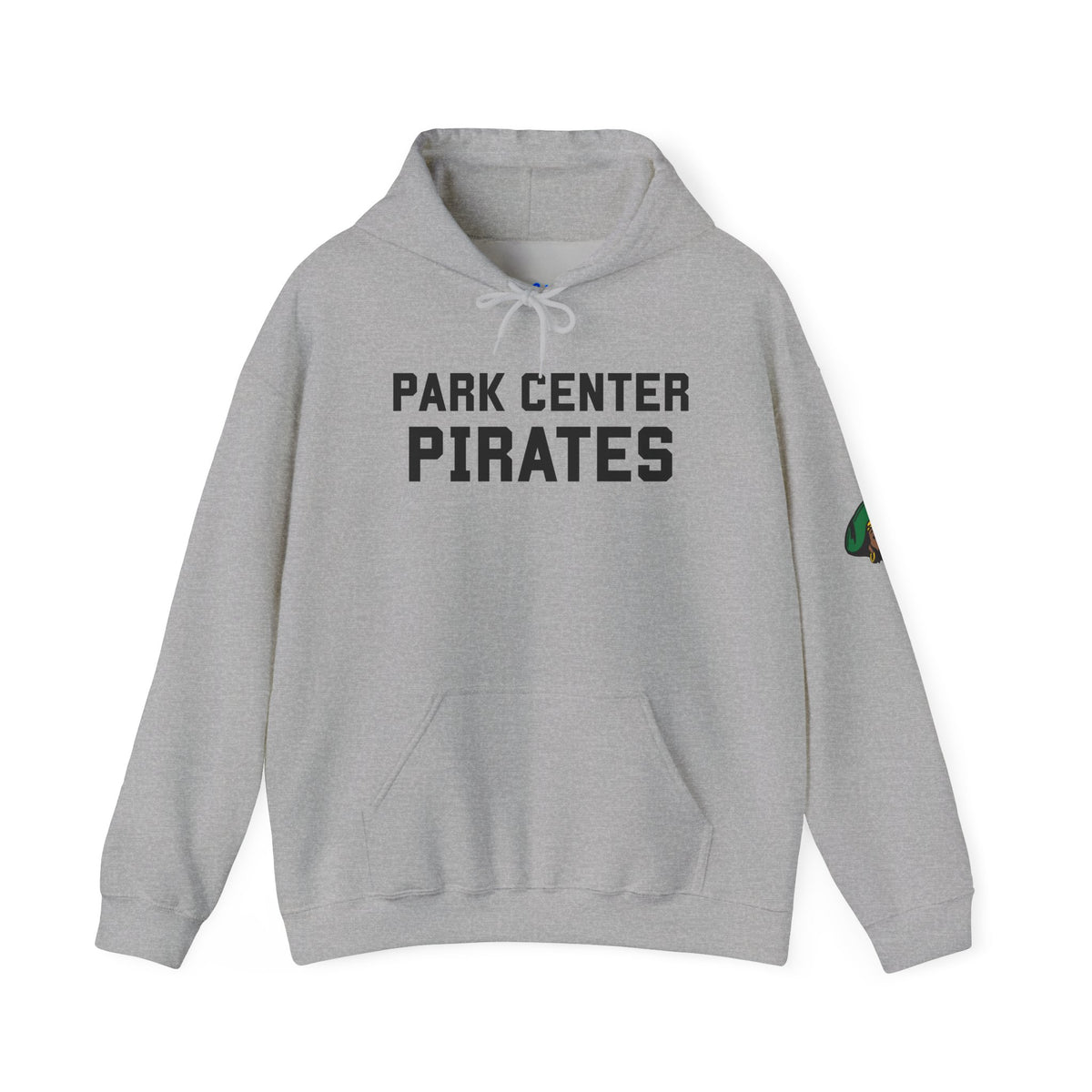 Park Center Pirates Ironman Hoodie — School Spirit Pullover with Sleeve Mascot