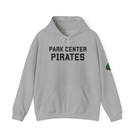 Park Center Pirates Ironman Hoodie — School Spirit Pullover with Sleeve Mascot