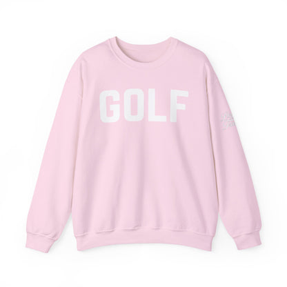 Embroidered Golf Crewneck Sweatshirt — Minimalist Bold Logo Pullover for Golfers