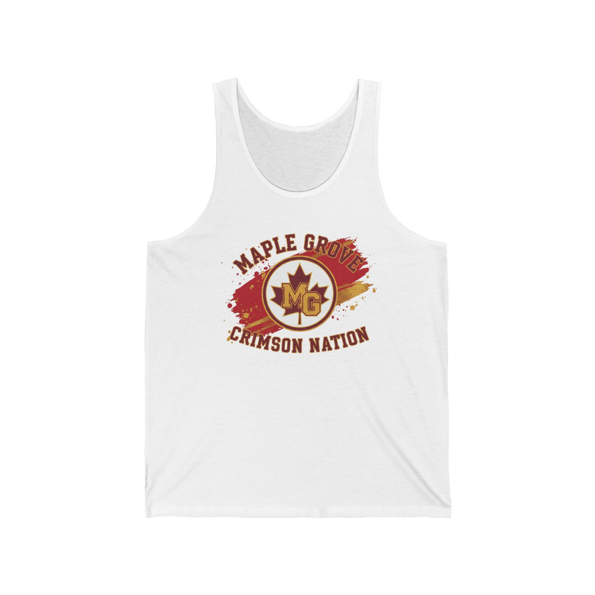 Maple Grove Crimson Nation Tank Top — Retro School Spirit Athletic Jersey