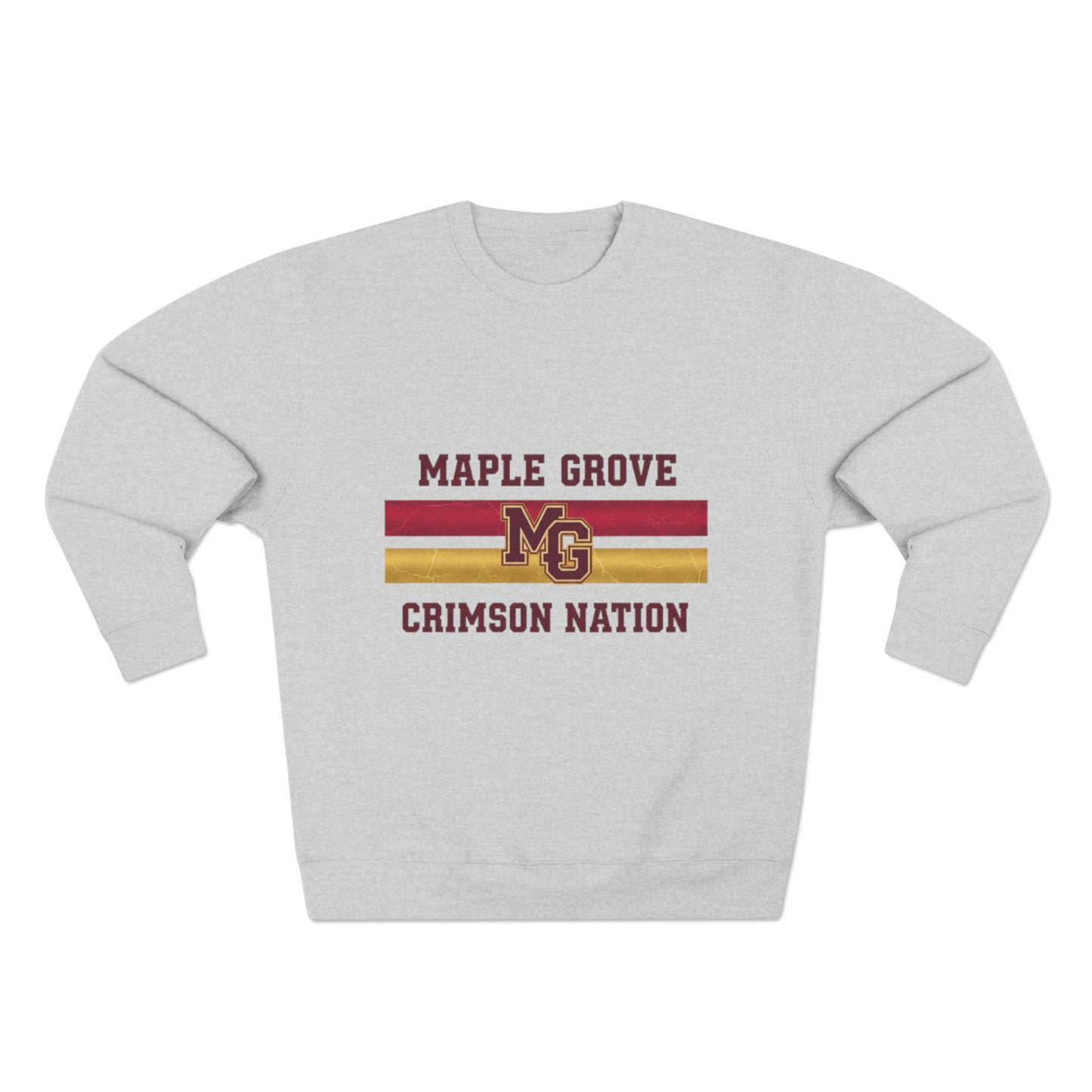Unisex Crewneck Sweatshirt -Maple Grove Crimson Monogram Design for Casual Comfort