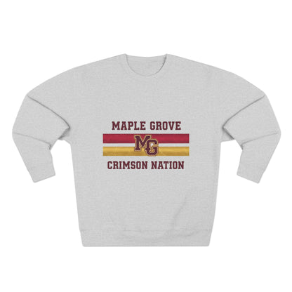 Unisex Crewneck Sweatshirt -Maple Grove Crimson Monogram Design for Casual Comfort