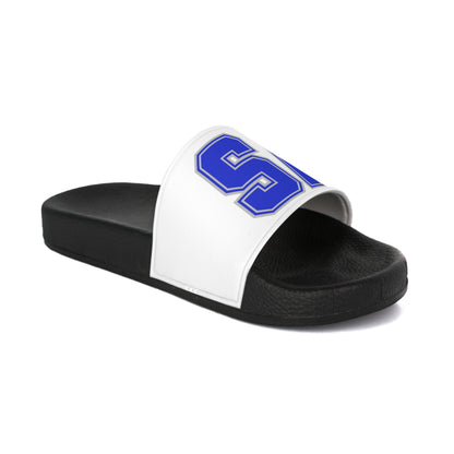 Saint Anthony Slide Sandals — Bold Blue 'SA' Athletic Pool Slides for Men