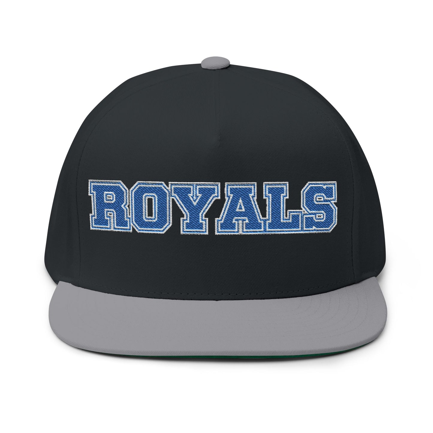Woodbury Royals Embroidered Blue Text Flat Bill Cap — School Spirit Snapback