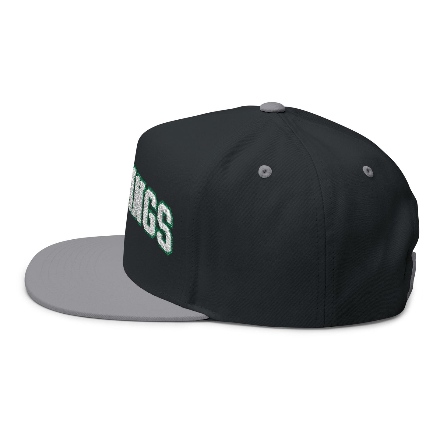 Mounds View Mustangs Embroidered White Text Flat Bill Cap — School Spirit Snapback