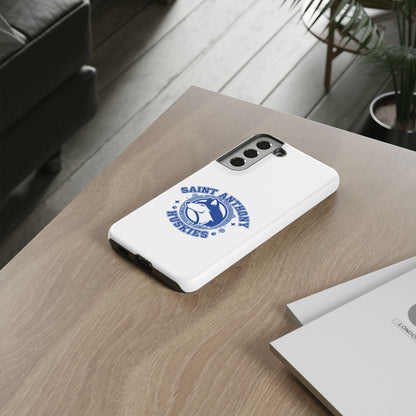 Saint Anthony Huskies Tough Phone Case — Protective White Phone Cover with Husky Logo