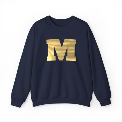 Mahtomedi Zephyrs M Metallic Navy Crewneck Sweatshirt