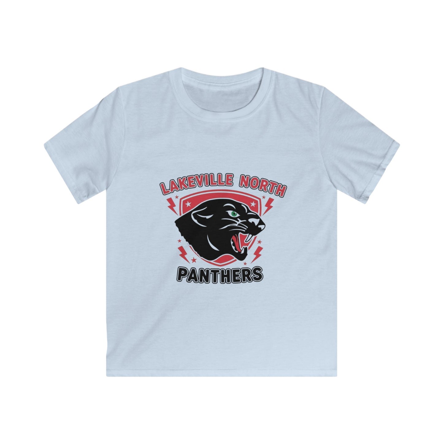 Lakeville North Panthers kids t-shirt in light blue featuring a bold panther graphic, perfect for sporty little ones.