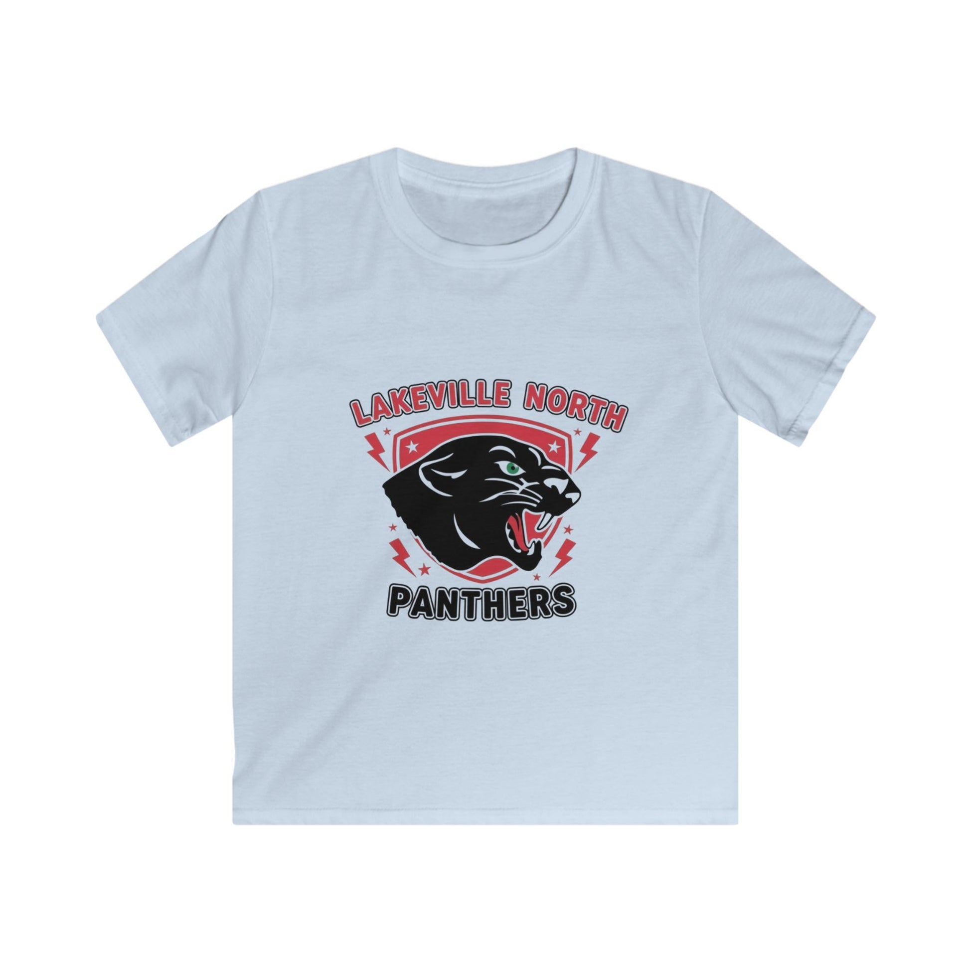 Lakeville North Panthers kids t-shirt in light blue featuring a bold panther graphic, perfect for sporty little ones.