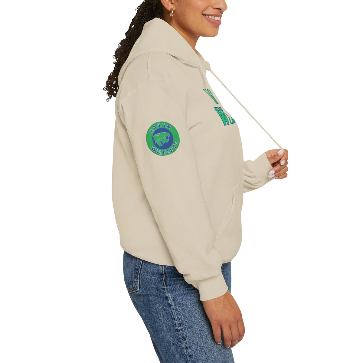 Eagan Wildcats Classic Green & Blue Text Hoodie