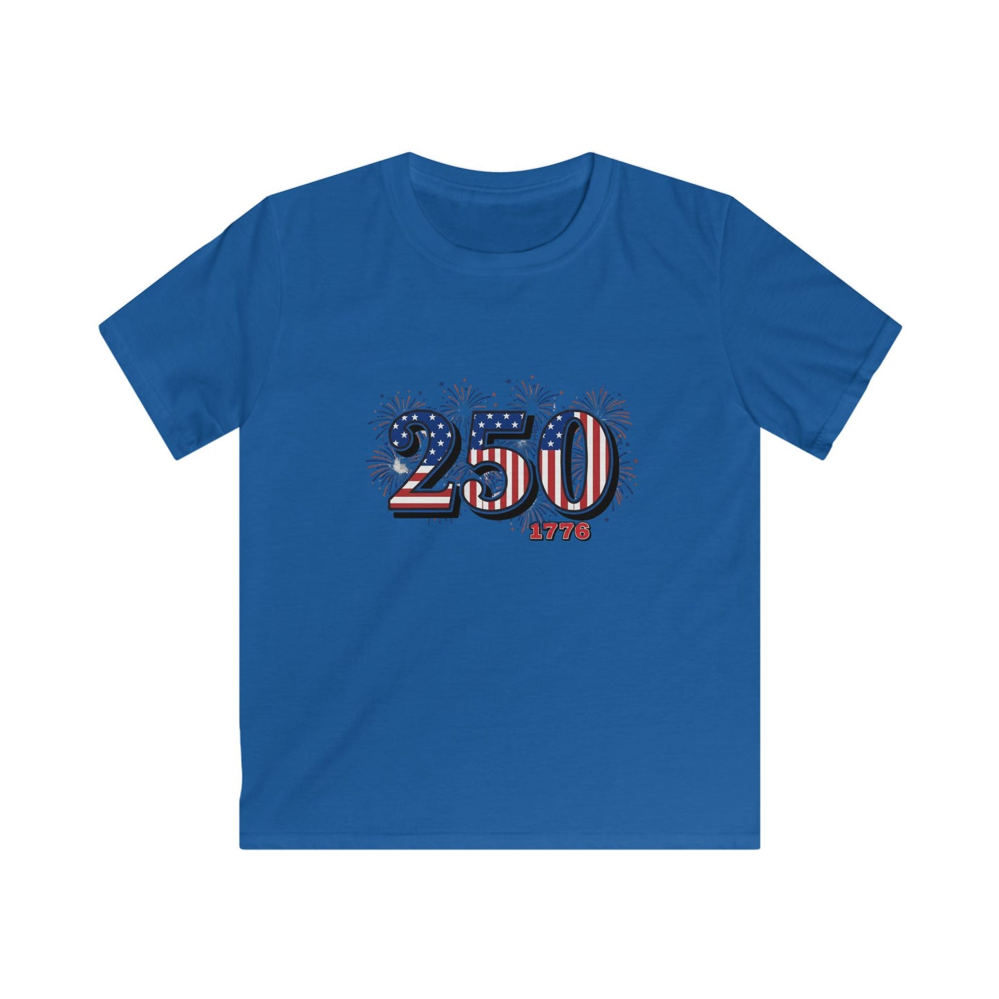 America's 250th anniversary shirt featuring bold '250' design and festive colors for kids.