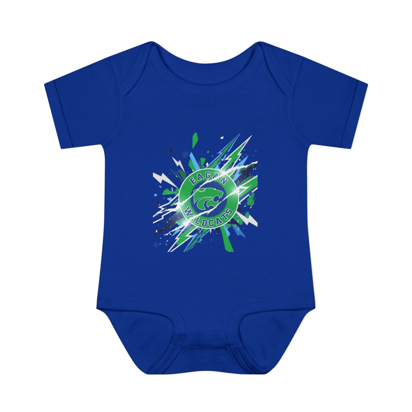 Eagan Wildcats Splash Infant Bodysuit - Cute Baby Onesie with Green & Blue Graphic