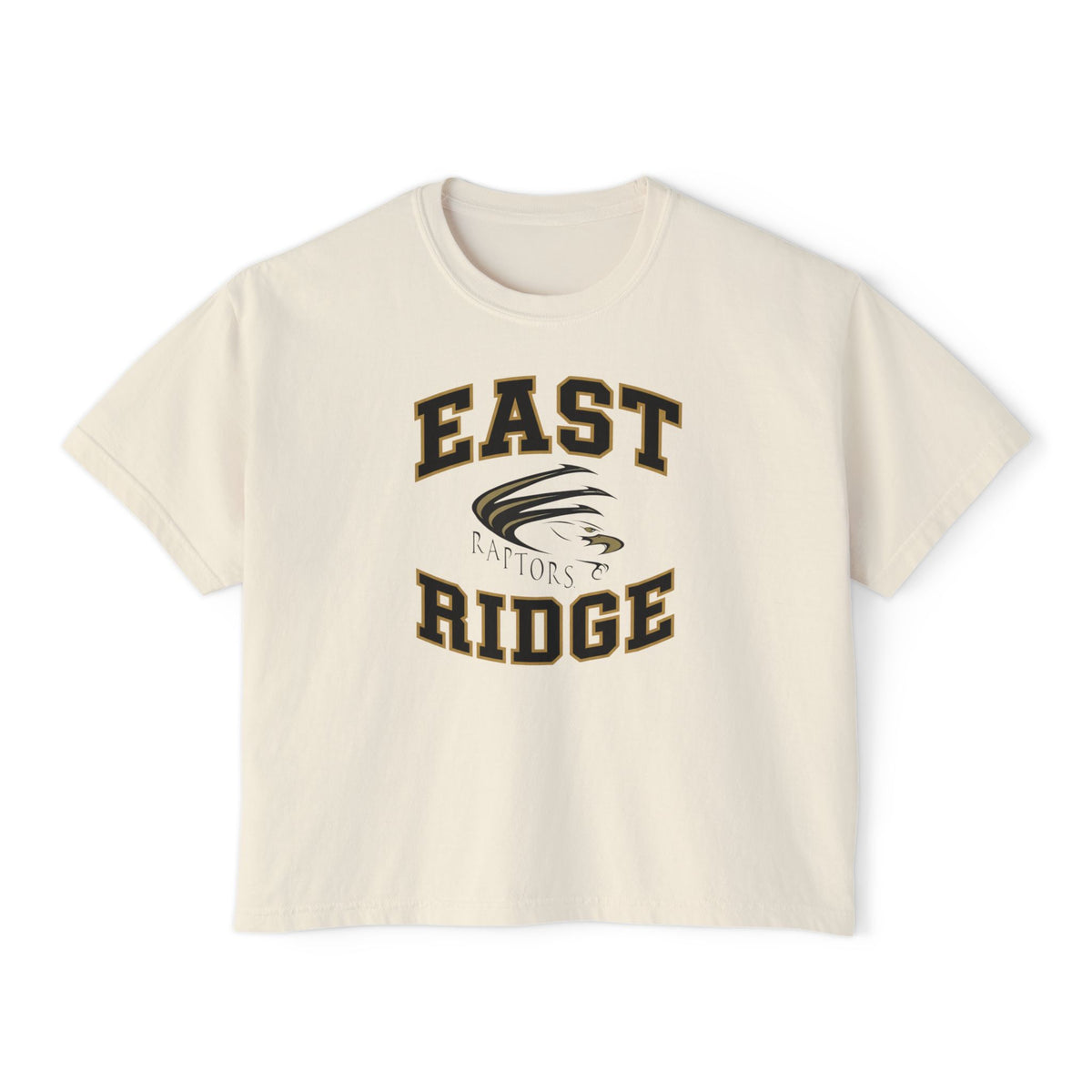 East Ridge Raptors Women's Boxy Tee — Vintage Collegiate Logo Crop Shirt
