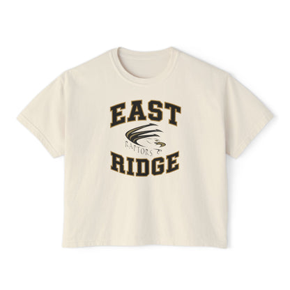 East Ridge Raptors Women's Boxy Tee — Vintage Collegiate Logo Crop Shirt