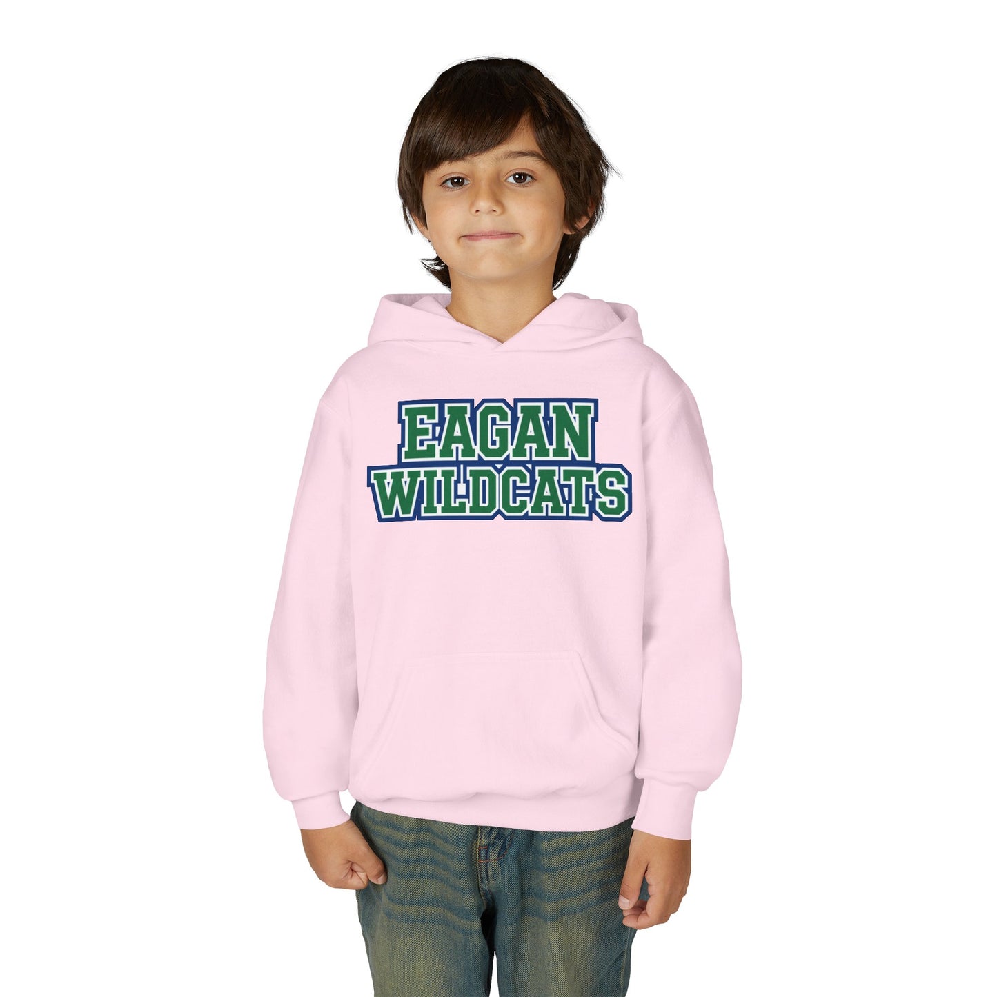 Eagan Wildcats Youth Heavy Bold Text Blend Hoodie - Cozy & Stylish Sweatshirt for Kids