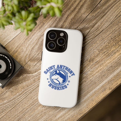 Saint Anthony Huskies Tough Phone Case — Protective White Phone Cover with Husky Logo