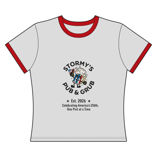 Women's Crop Tee — Stormy's Pub & Grub “Stars, Stripes & Cold Pints” Patriotic Bar Shirt
