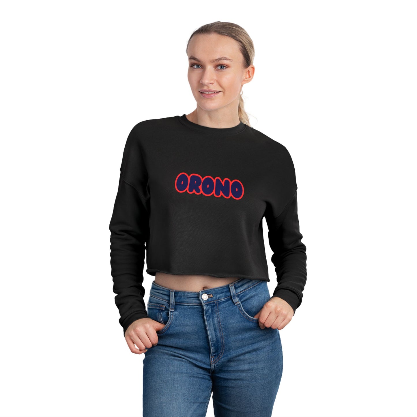 Orono Spartans Trendy Women's Cropped Sweatshirt with Unique Graphic Design