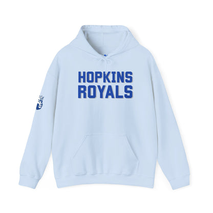 Hopkins Royals Block White Sweatshirt with Logo on Sleeve