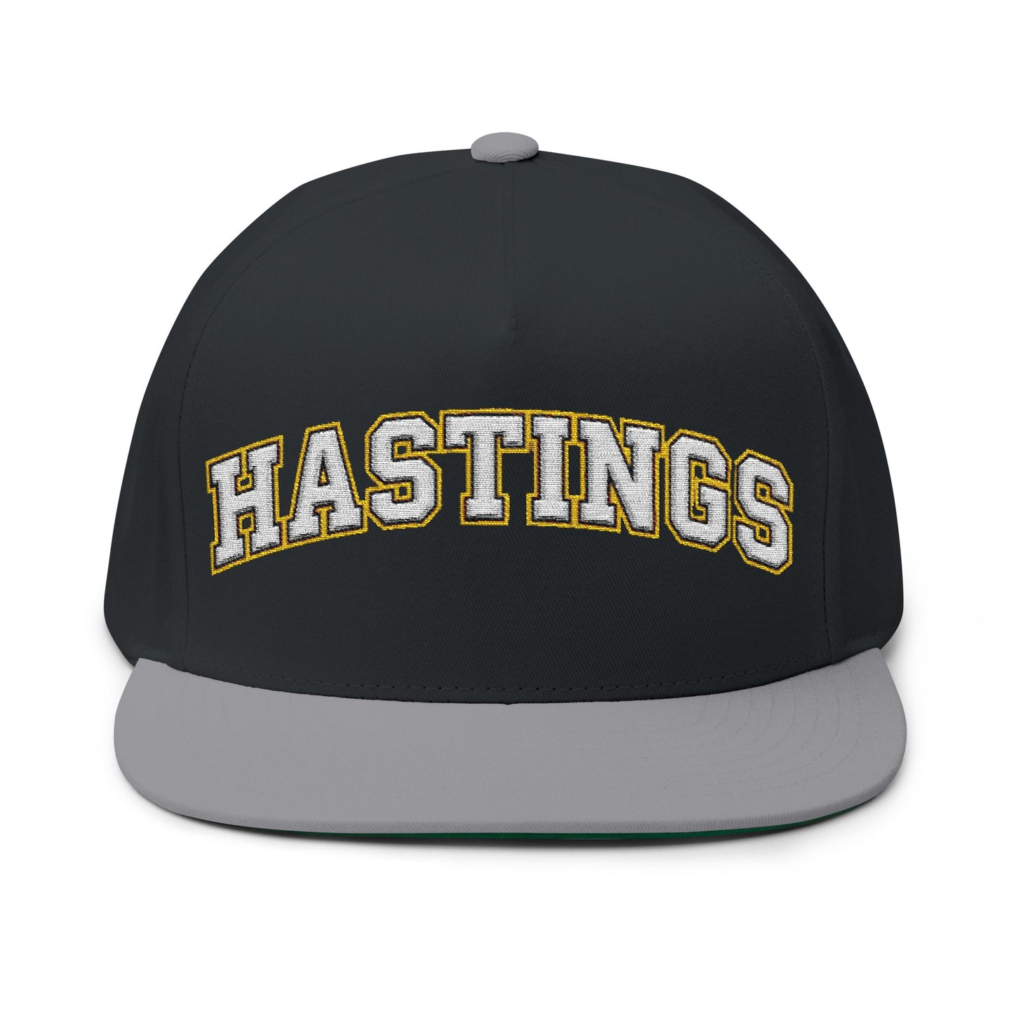 Hastings Raiders Embroidered White Text Flat Bill Cap — School Spirit Snapback