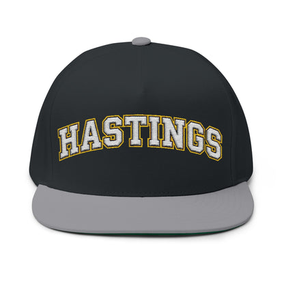 Hastings Raiders Embroidered White Text Flat Bill Cap — School Spirit Snapback