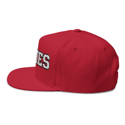 Stillwater Ponies Embroidered White Text Flat Bill Cap — School Spirit Snapback