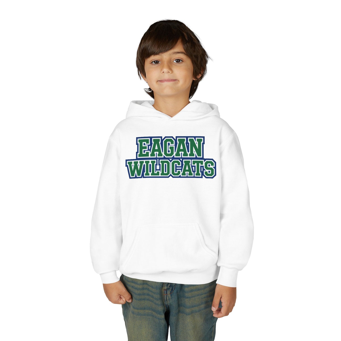 Eagan Wildcats Youth Heavy Bold Text Blend Hoodie - Cozy & Stylish Sweatshirt for Kids
