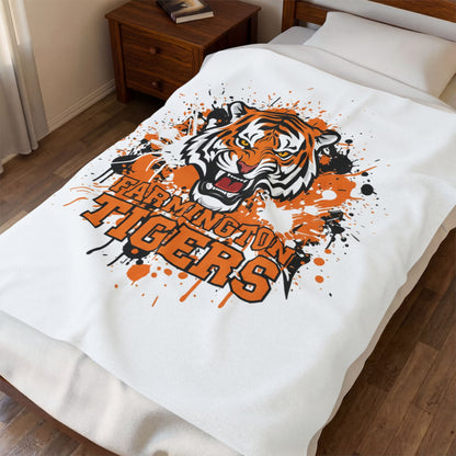 Farmington Tigers Cozy Velveteen Plush Blanket