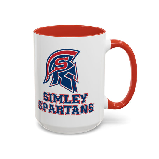 Simley Spartans coffee mug with a red interior and handle, perfect for morning coffee and cozy evenings.