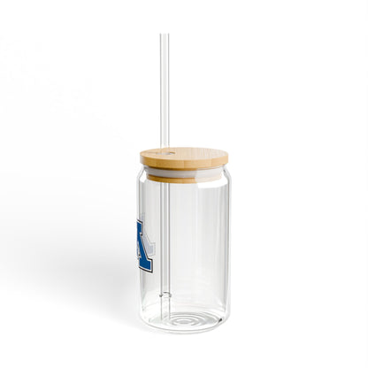 Minnetonka Skippers Stylish 16oz Sipper Glass with Bamboo Lid - Ideal for Home and Outdoor Use