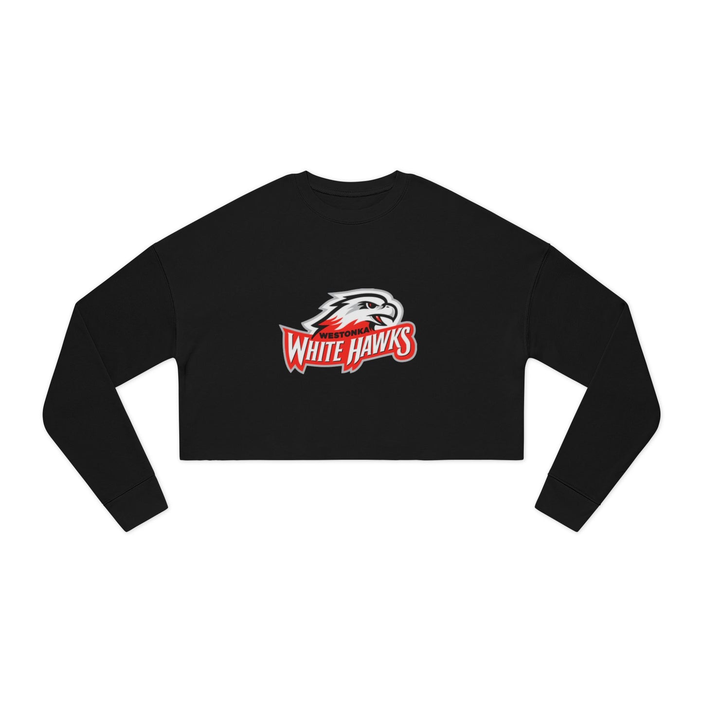 Mound Westonka White Hawks Trendy Women's Cropped Sweatshirt with Unique Graphic Design