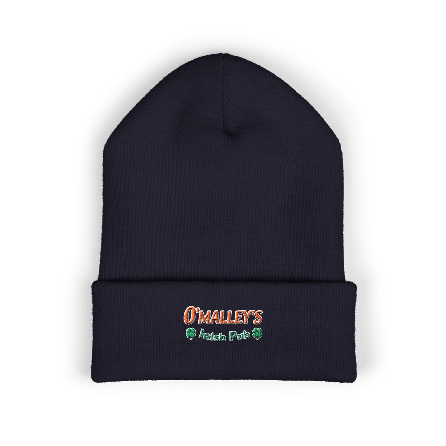 Embroidered 'O'Malley’s Irish Pub' Cuffed Beanie – St. Patrick’s Shamrock Winter Hat